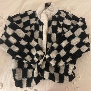 Free People Hit The Slopes Checkered Fleece Jacket